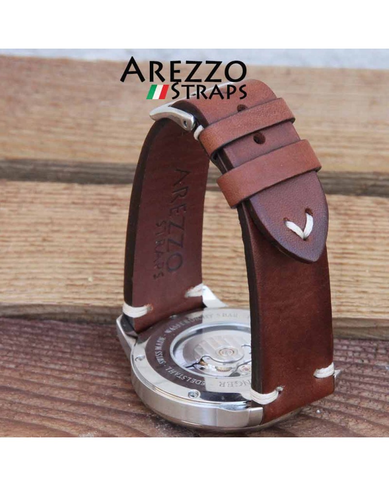 Watchstrap AREZZO VINTAGE leather brown 18mm