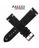 Watchstrap AREZZO VINTAGE leather black 22mm