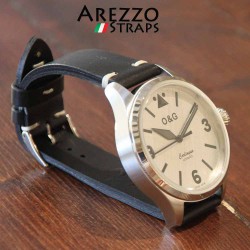 Watchstrap AREZZO VINTAGE leather black 22mm