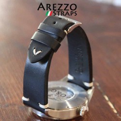 Watchstrap AREZZO VINTAGE leather black 18mm