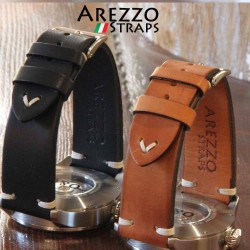 Watchstrap AREZZO VINTAGE leather black 18mm