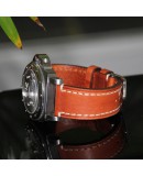 Watchstrap Hirsch Liberty light brown 24mm white stiches