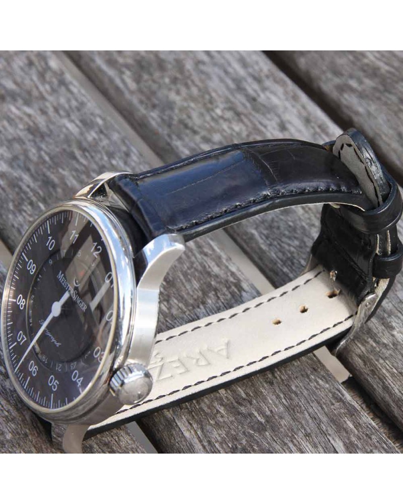 Watchstrap AREZZO SQUARE CROCODILE black 20mm