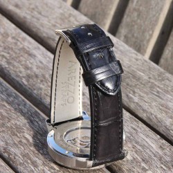 Watchstrap AREZZO SQUARE CROCODILE black 20mm