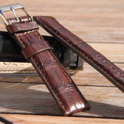 Bracelet montre SQUARE CROCODILE marron 20mm
