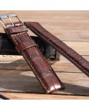 Bracelet montre SQUARE CROCODILE marron 20mm