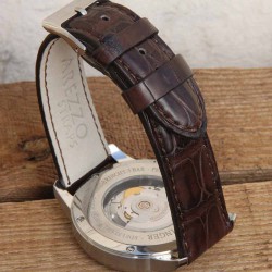 Bracelet montre SQUARE CROCODILE marron 22mm