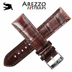 Bracelet montre SQUARE CROCODILE marron 22mm