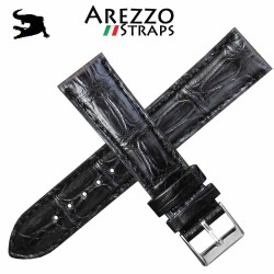 Watchstrap AREZZO SQUARE CROCODILE black 22mm