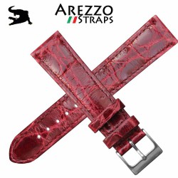 Watchstrap AREZZO Crocodile CLASSICO bordeaux 18mm