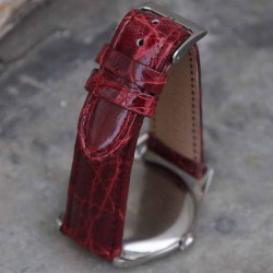 Watchstrap AREZZO Crocodile CLASSICO bordeaux 18mm