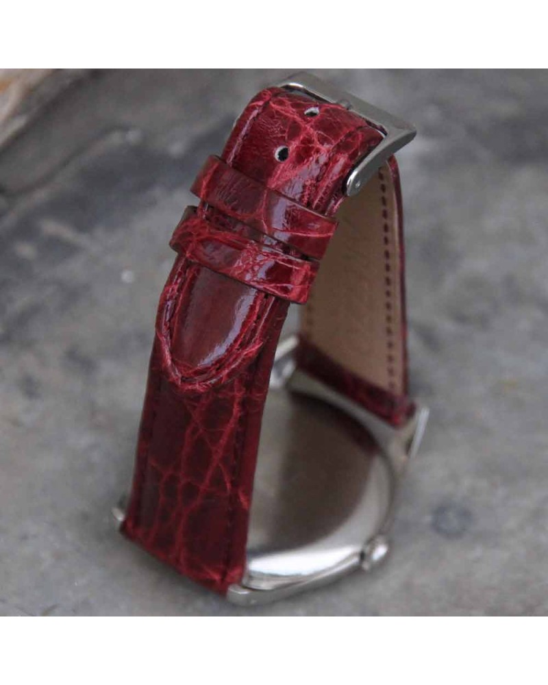 Watchstrap AREZZO Crocodile CLASSICO bordeaux 18mm