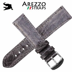 Watchstrap AREZZO Crocodile CLASSICO grey 18mm