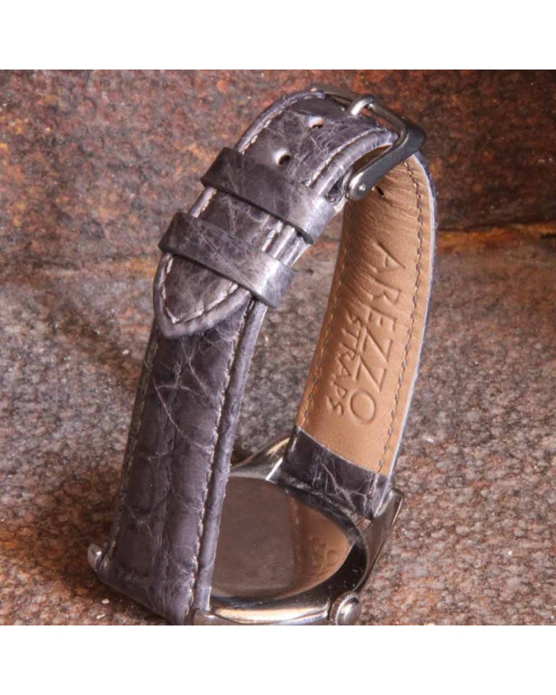 Watchstrap AREZZO Crocodile CLASSICO grey 18mm