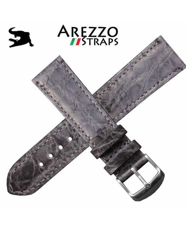 Watchstrap AREZZO Crocodile CLASSICO grey 20mm