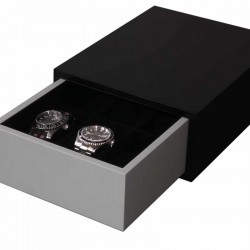 Coffret tiroir pour 6 montres Geneva SLIPCASE noir et gris