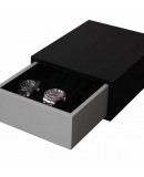 Coffret tiroir pour 6 montres Geneva SLIPCASE noir et gris