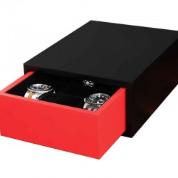 Coffret tiroir pour 6 montres Geneva SLIPCASE noir et rouge