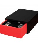 Coffret tiroir pour 6 montres Geneva SLIPCASE noir et rouge
