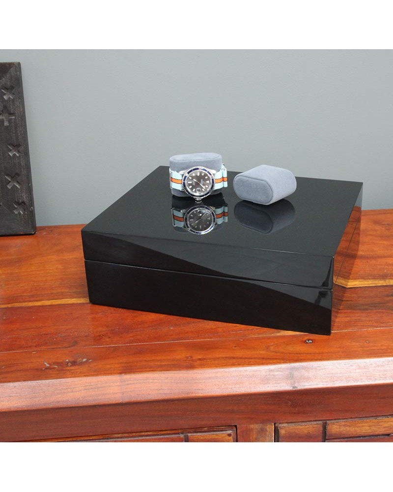 Coffret 10 montres Laque noire brillante AREZZO
