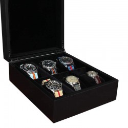 Coffret 6 montres Laque noire mate Geneva