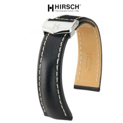 Watchstrap Hirsch NAVIGATOR 22mm black with deployment buckle