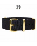 NATO Strap 20mm black gold buckle NATO Strap 20mm black gold buckle