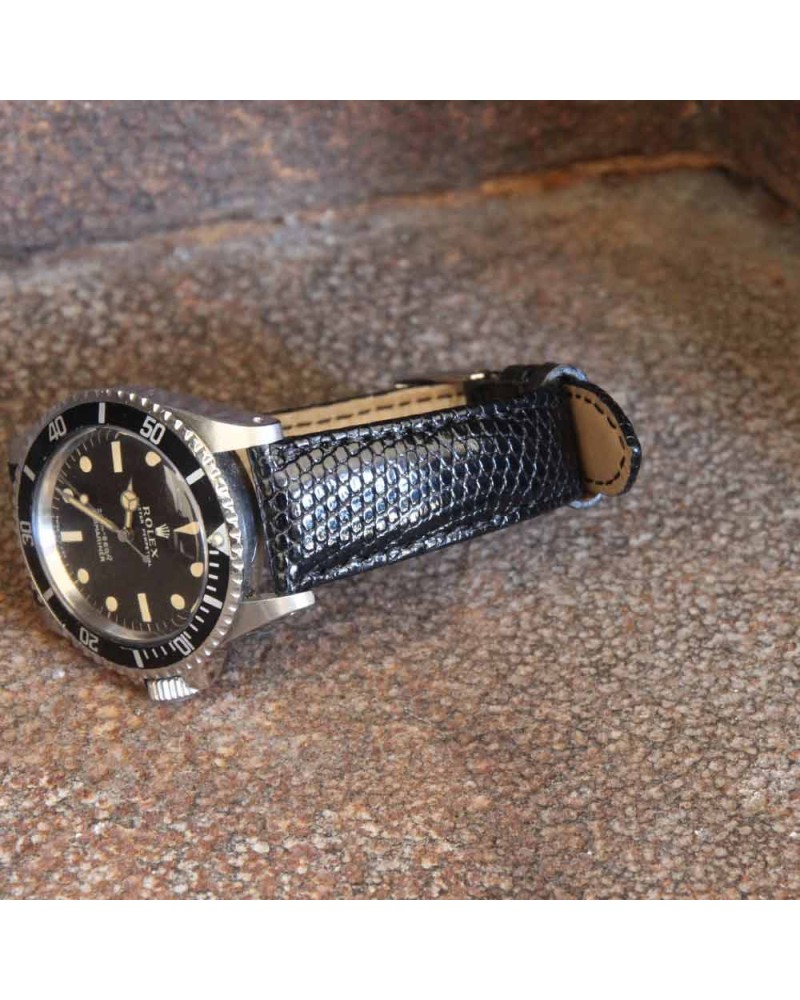 Watchstrap AREZZO KOMODO lizard black 20mm