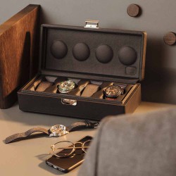 Coffret 4 Montres - Scatola 4B OSXL Oversize cuir chocolat graine