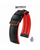 Bracelet Hirsch AYRTON Caoutchouc Rouge 20mm Cuir Carbone