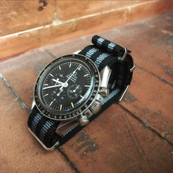 Bracelet NATO CONCEPT noir gris Omega speedmaster