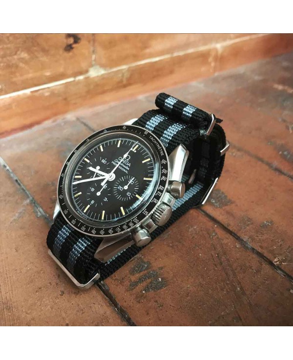 NATO Strap 20mm Black Grey OMEGA speedmaster 