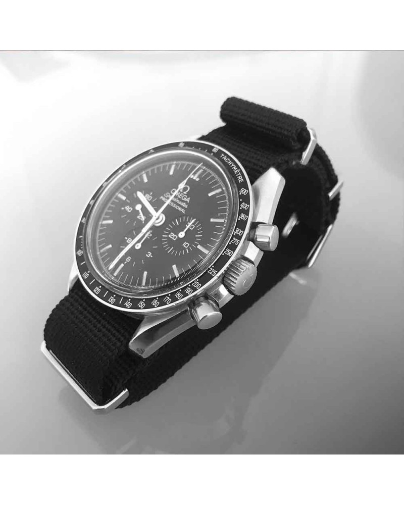 Bracelet NATO CONCEPT noir pour Omega speedmaster