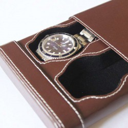 Double Watch slip-case brown leather for two watch