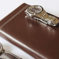 Double Watch slip-case brown leather for two watch