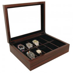 Watchbox MAKASSAR Style glasstop for 10 watches