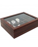 Watchbox MAKASSAR Style glasstop for 10 watches