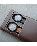 Etui en cuir marron pour 2 montres Geneva