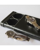 Double Watch slip-case black leather for two watch Double Watch slip-case black leather for two watch