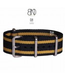 NATO Strap Black 2 yellow lines vintage 20mm