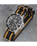 NATO Strap Black 2 yellow lines vintage 20mm