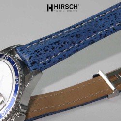 Watchstrap Hirsch NAVIGATOR 22mm blue shark with deployment buckle