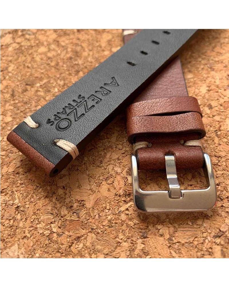 Watchstrap AREZZO VINTAGE leather brown 20mm