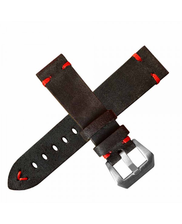 Arezzo Strap HORSEMAN 20mm Nubuck Noir couture rouge