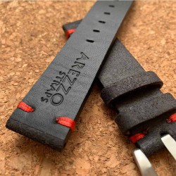 Arezzo Strap HORSEMAN 20mm Nubuck Noir couture rouge