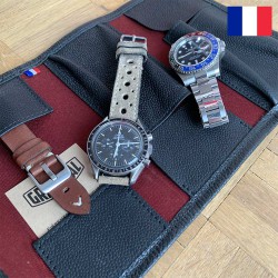 marmotte cuir pour 2 montres grandval france