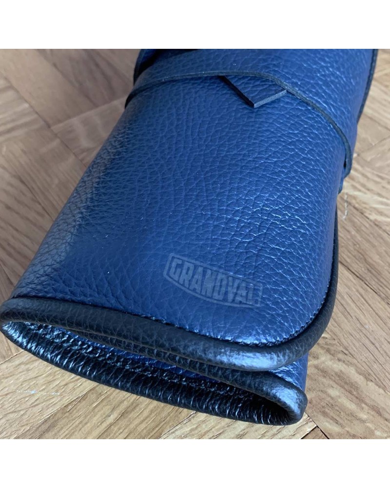 Leather pouch for 2 watches Grandval Blue