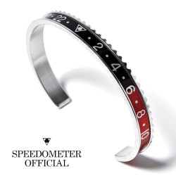 Bracelet Speedometer Rouge Noir et Inox Poli