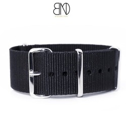 Bracelet de montre NATO 19mm noir nylon