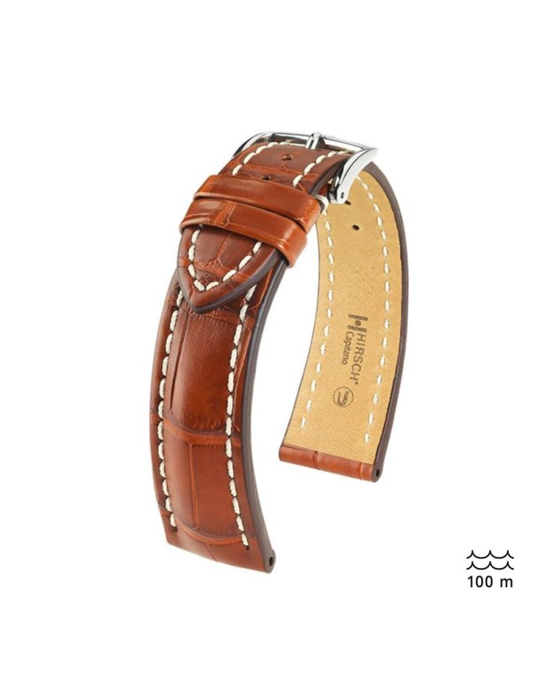 Watchstrap Hirsch Capitano Alligator Light Brown 22mm